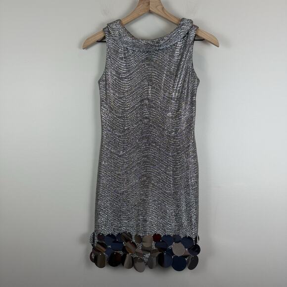 Biscotti Collezioni Party Dress Sz 12 Platinum Silver Sequins‎ Bling Cocktail - Picture 1 of 8